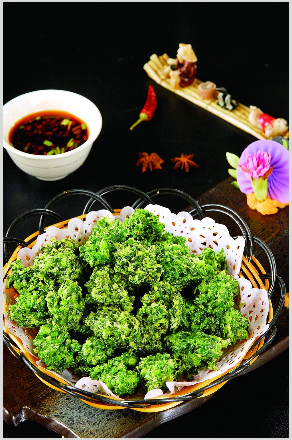 韭菜丸子食物高清图片素材