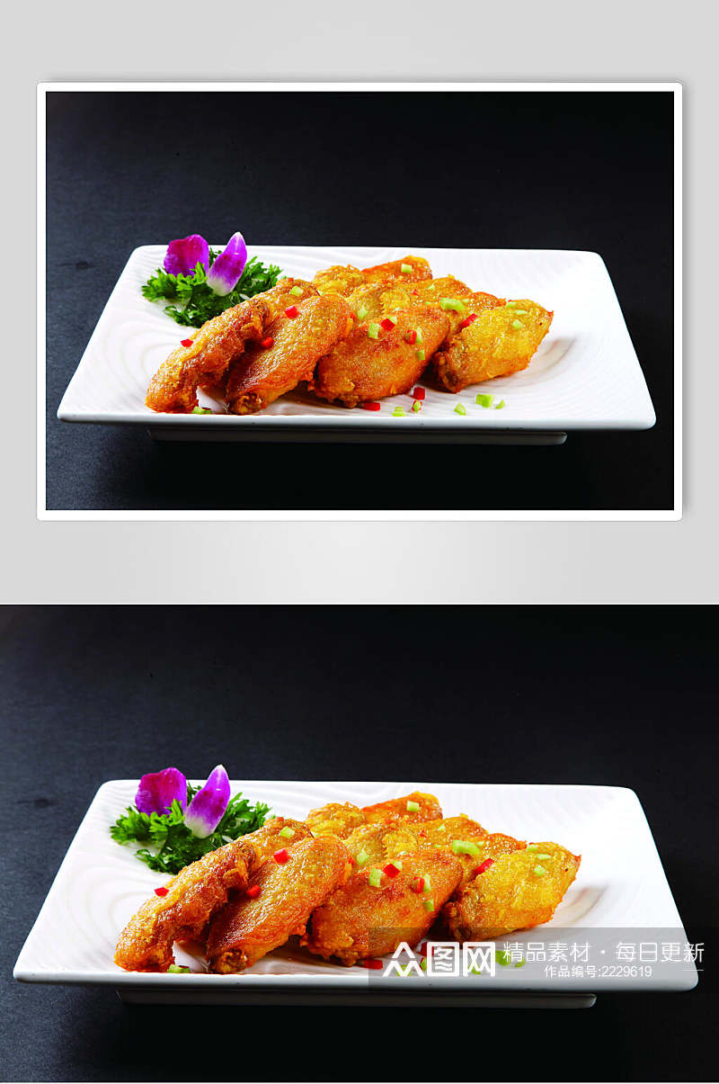 蒜香鸡中翅食物摄影图片素材