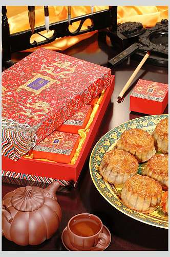 中华文化月饼食品高清图片