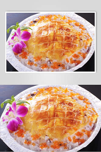 黄金酥皮海皇焗饭餐饮高清图片