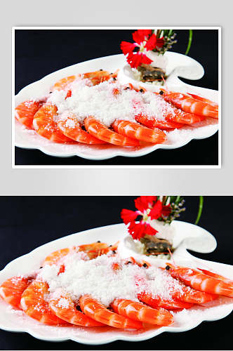盐烤大虾食物摄影图片