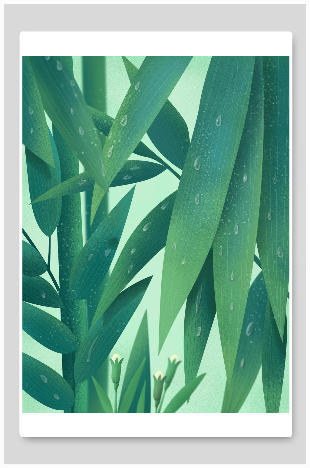 绿色叶子植物森林草地插画背景素材素材
