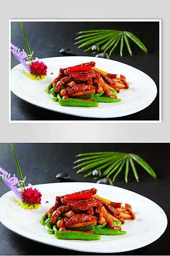 黄椒蟹菇炒黄牛肉美食图片
