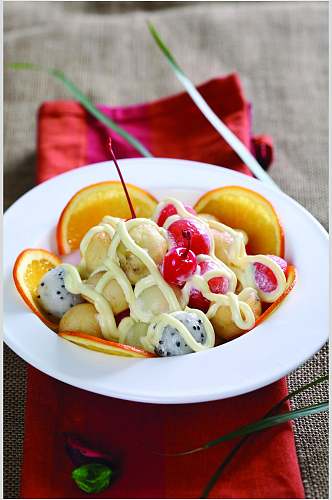 健康美味水果沙拉食物摄影图片