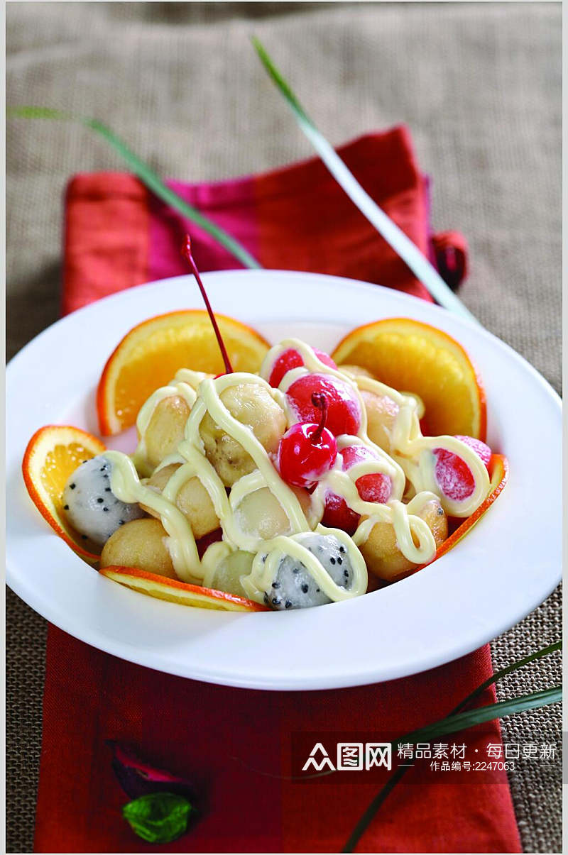 健康美味水果沙拉食物摄影图片素材