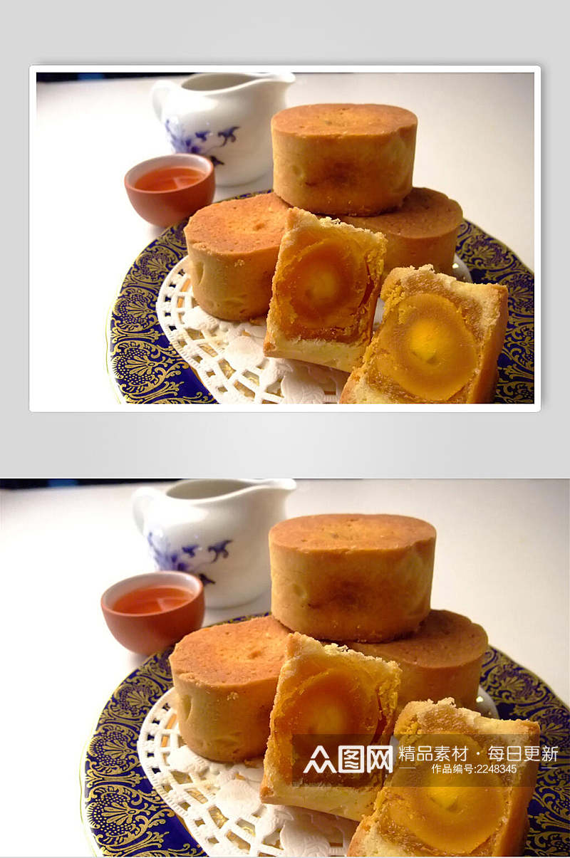 蛋黄莲蓉蛋糕月饼食品摄影图片素材