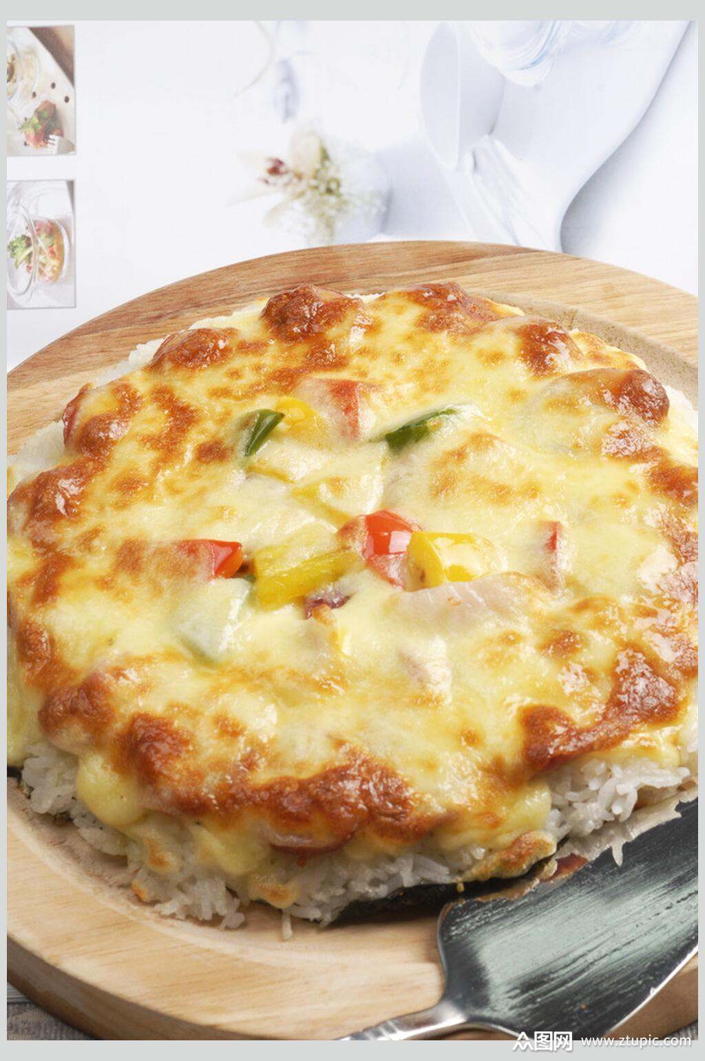 芝士海鲜焗饭食物摄影图片