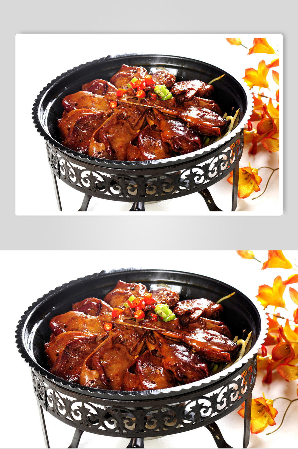 特色干锅鸭脖鸭舌鸭头食品图片素材