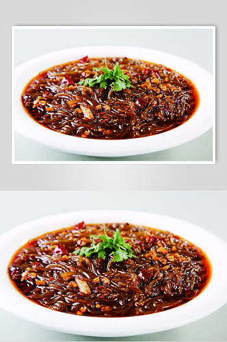 肉沫炒粉条食物摄影图片