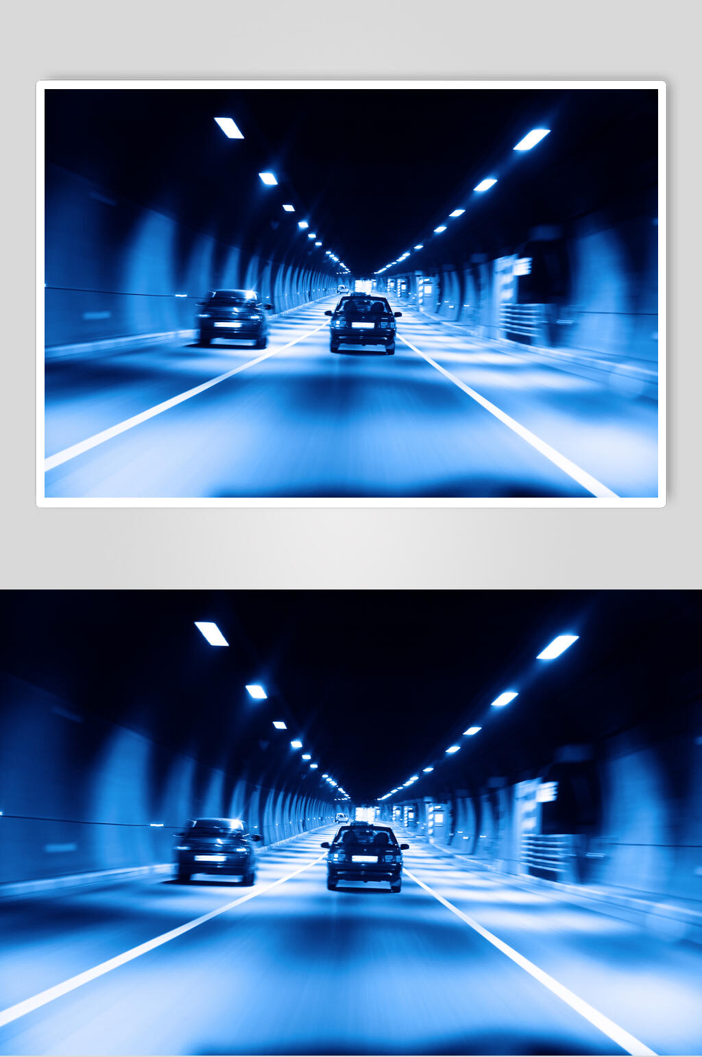 蓝色小车隧道公路马路素材