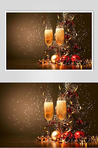 高端圣诞节香槟高脚杯高清图片