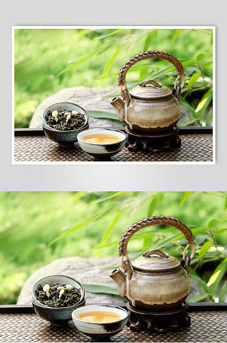 清新新茶茶具泡茶摄影图片