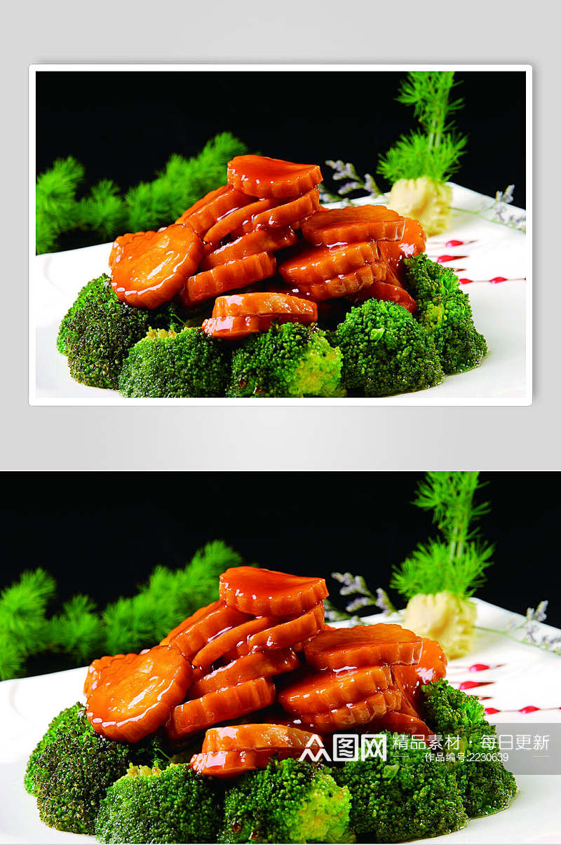 香煎鲍鱼菇食物高清图片素材