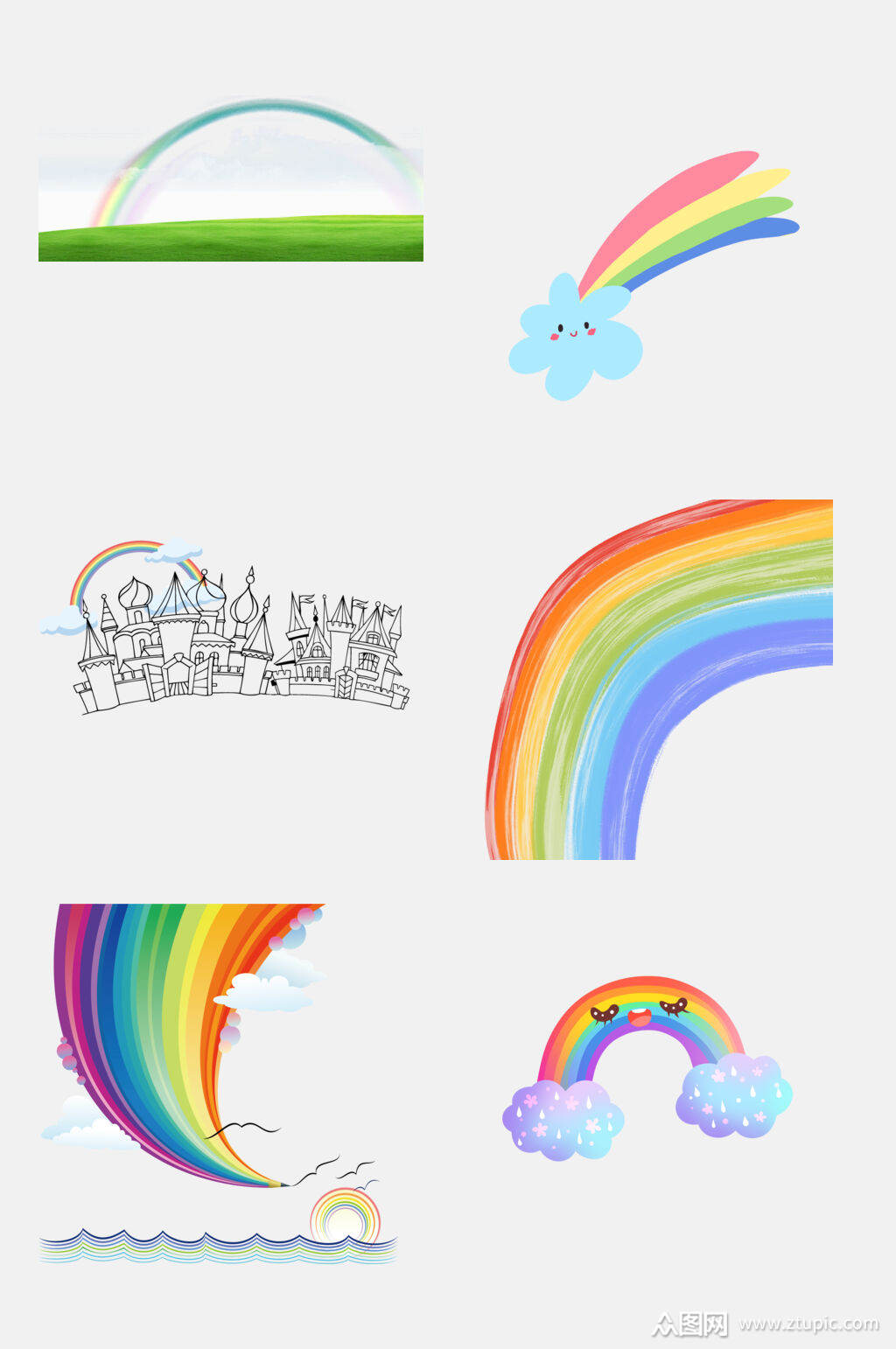 手绘可爱卡通彩虹免抠元素素材