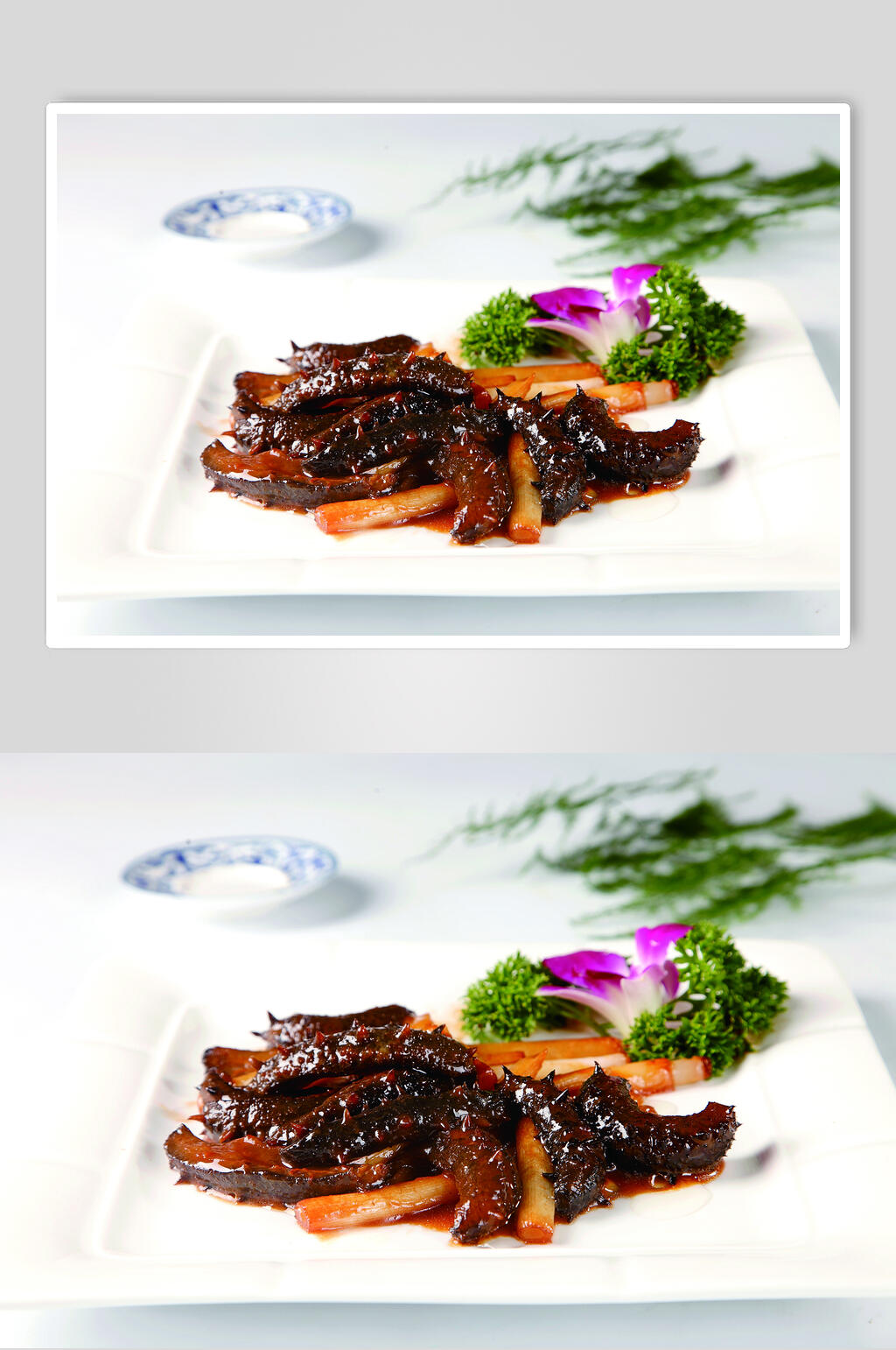 葱爆辽参食物摄影图片素材