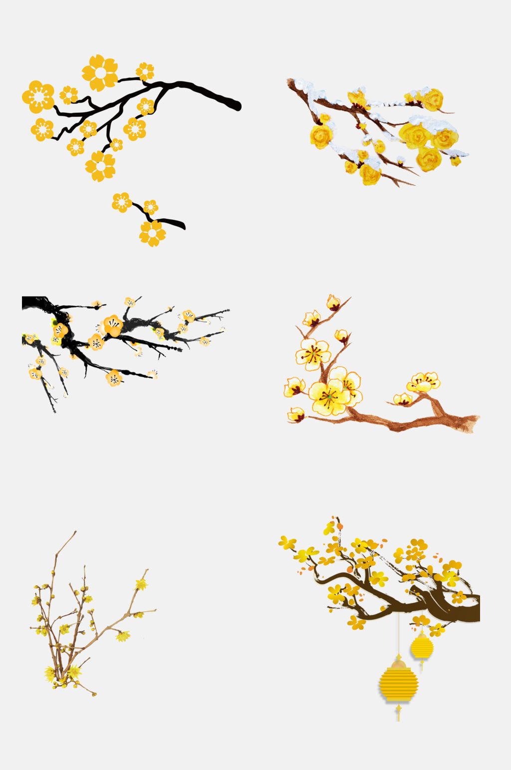 水墨梅花花卉免扣素材素材