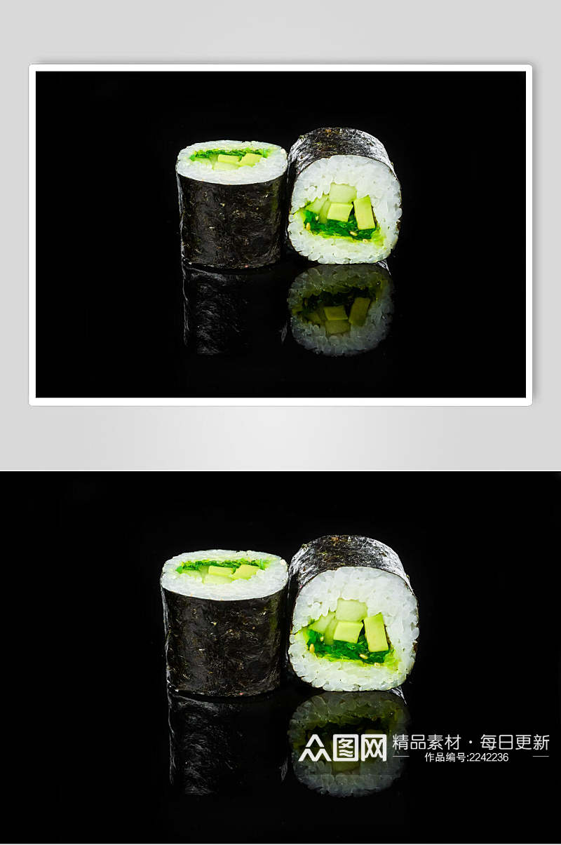 黑底紫菜卷寿司摄影图片素材