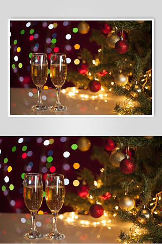 时尚圣诞节香槟高脚杯高清图片
