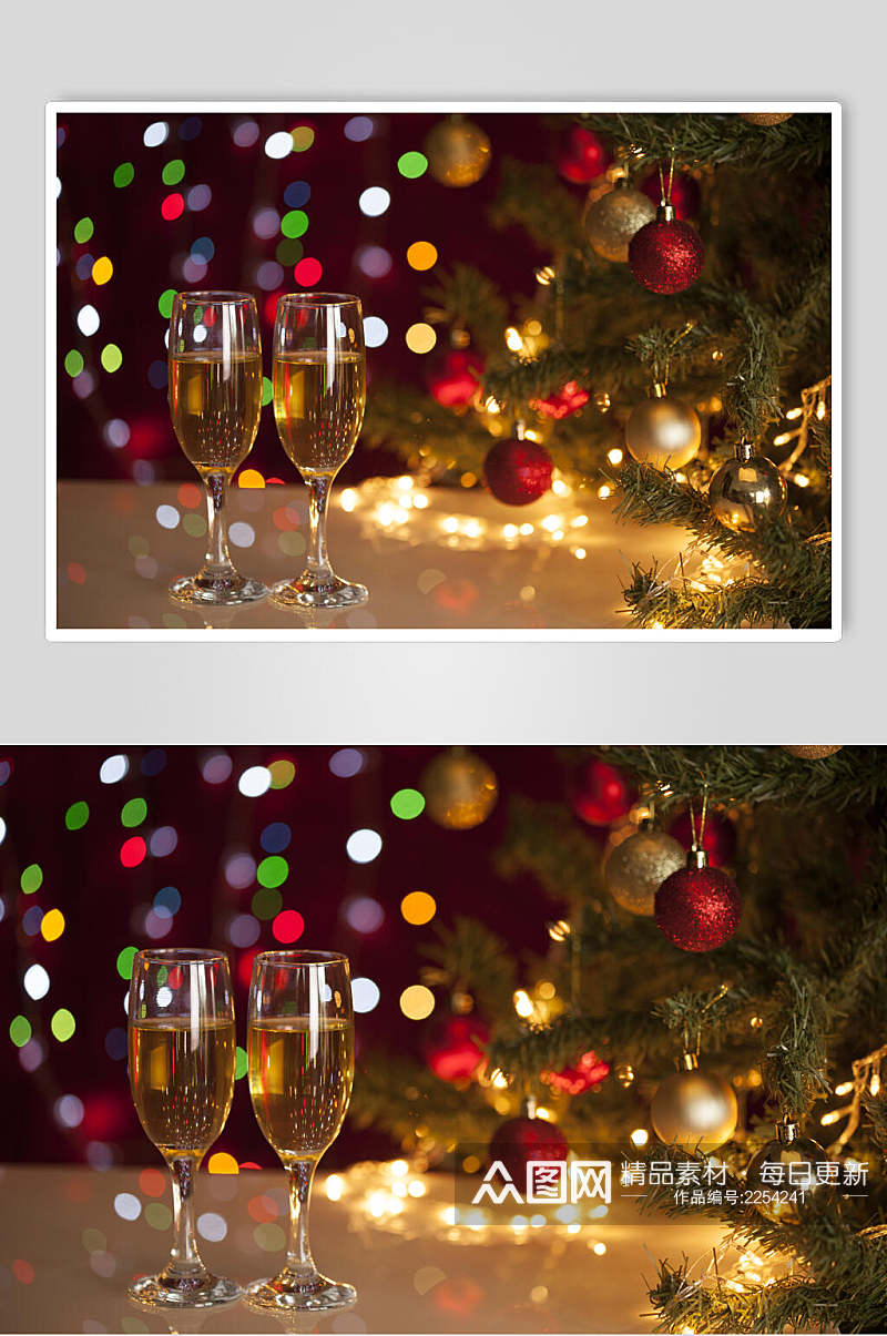 时尚圣诞节香槟高脚杯高清图片素材