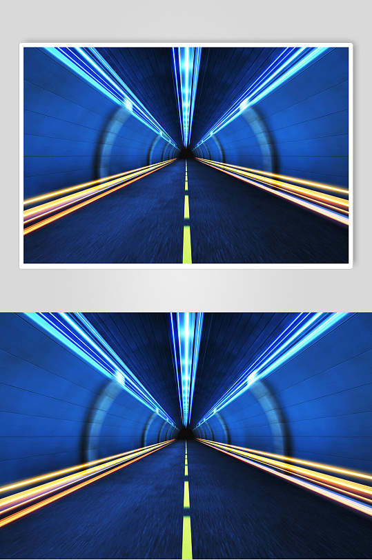 蓝色隧道公路马路高清图片