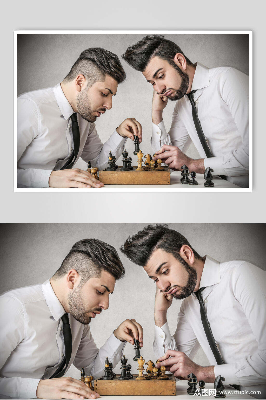 人物博弈国际象棋棋盘棋局摄影图