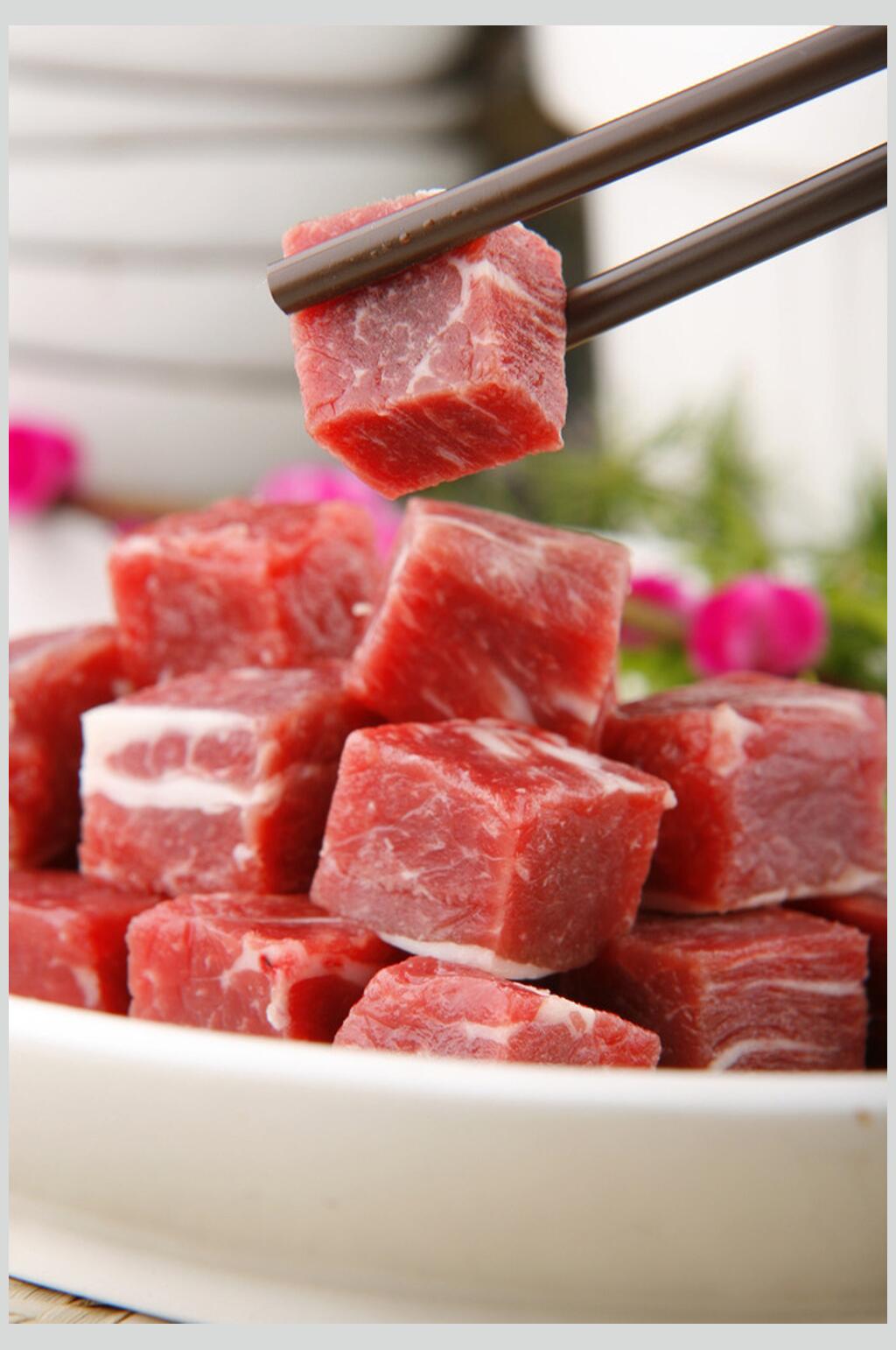 新鲜牛肉粒食物摄影图片素材