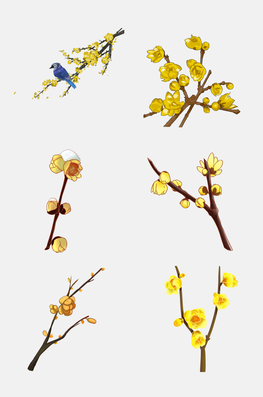 水墨花鸟梅花免扣素材素材
