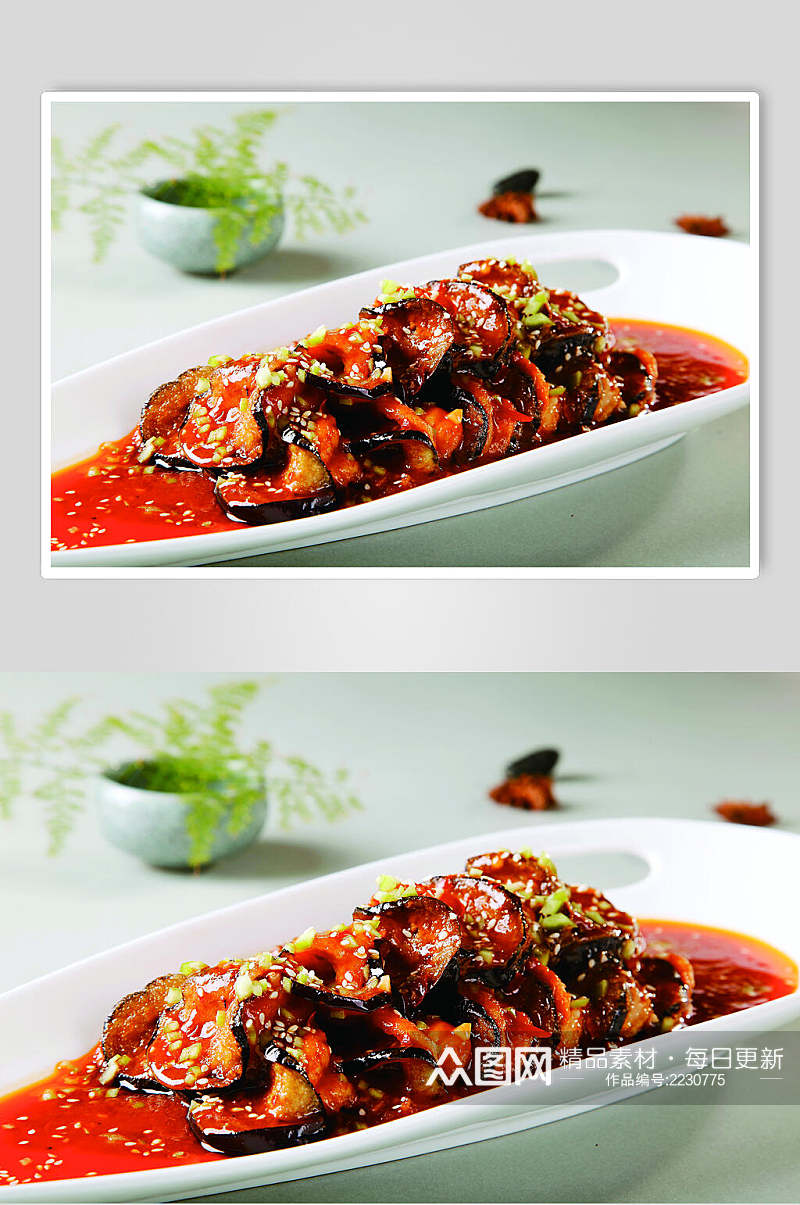鱼香茄盒虾食物高清图片素材