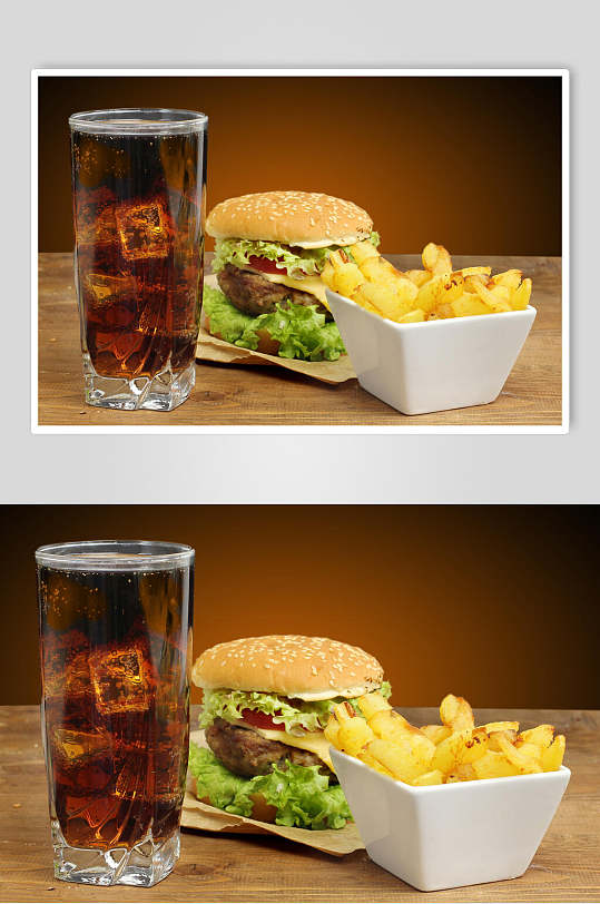 美味可乐汉堡薯条鸡肉卷鸡块食品摄影图片