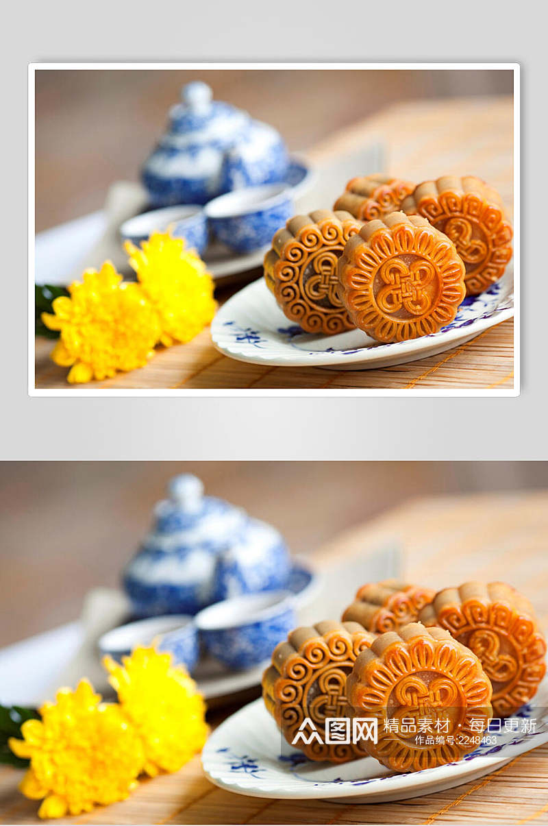 传统鲜花美食月饼食品摄影图片素材