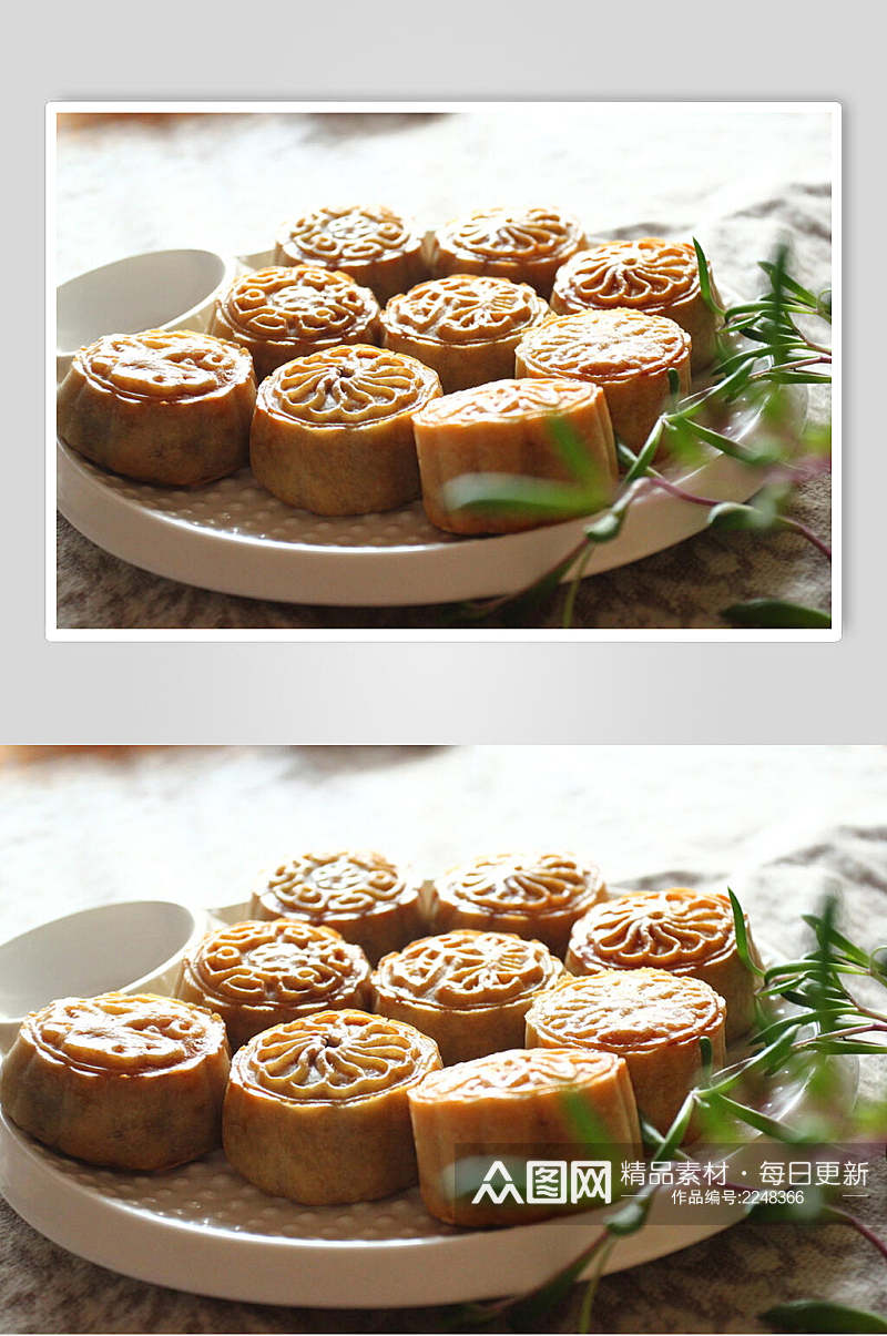 清新美味月饼食品摄影图片素材