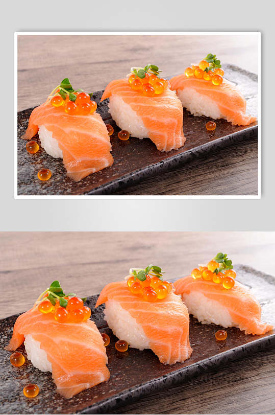 三文鱼鱼籽寿司食品高清图片