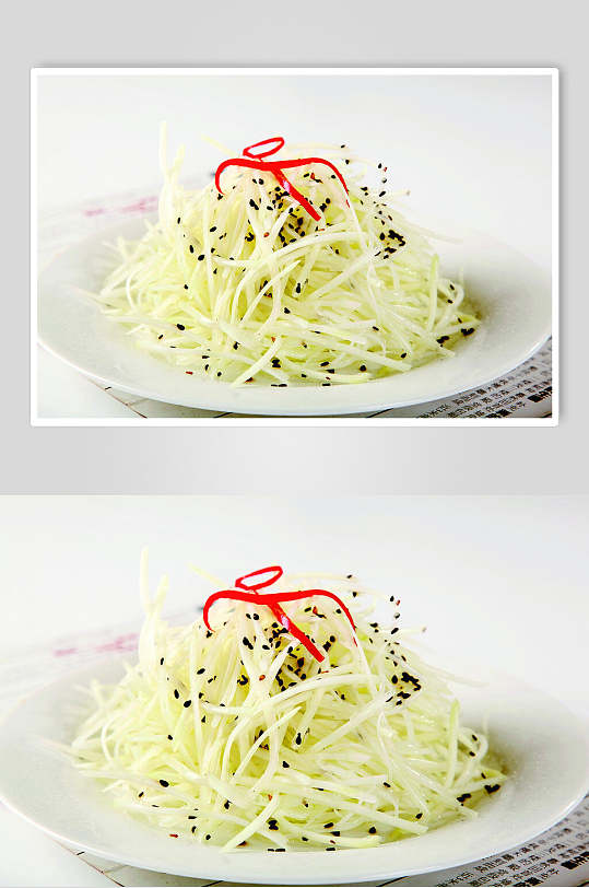 芥末木瓜丝食物摄影图片
