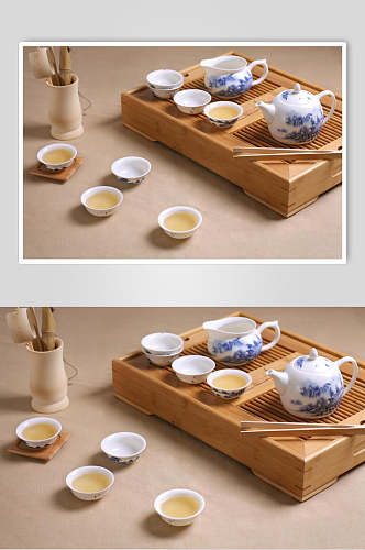 精美青花瓷高档茶具摄影图片