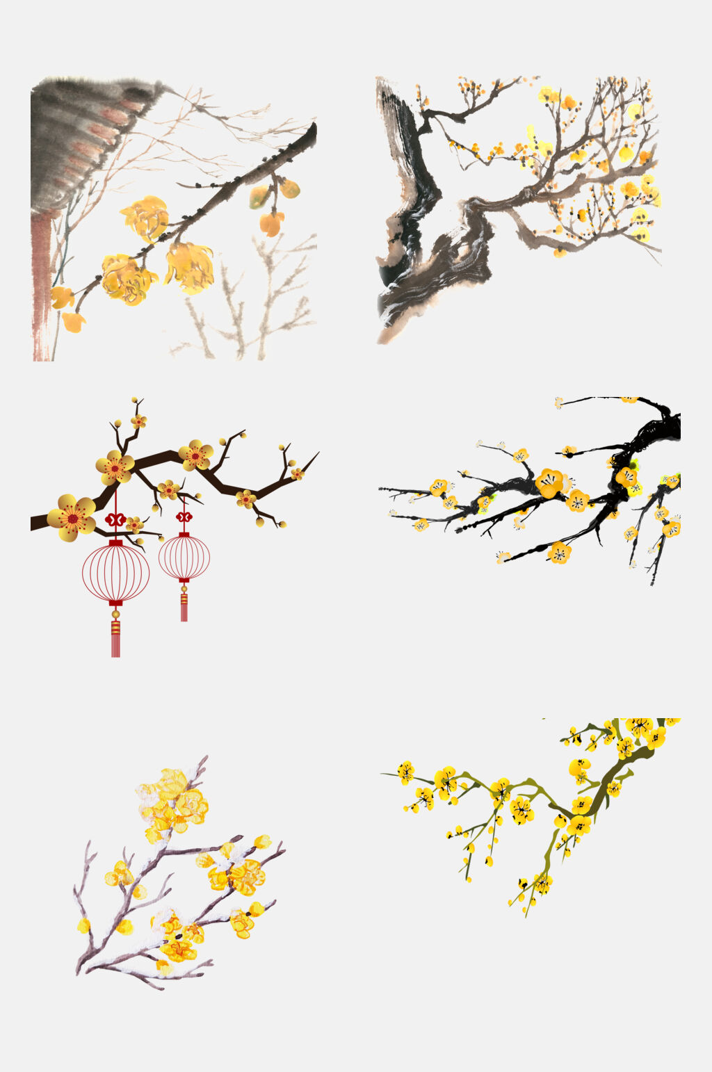 水墨树枝梅花免扣素材素材