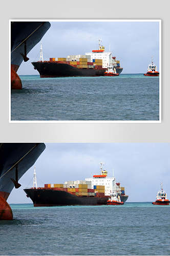 海面货轮船舶集装箱码头港口图片