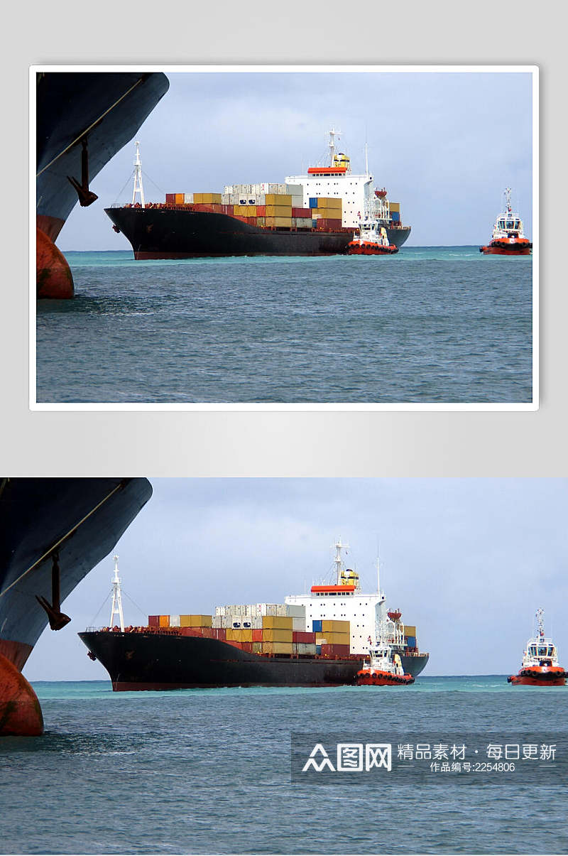 海面货轮船舶集装箱码头港口图片素材