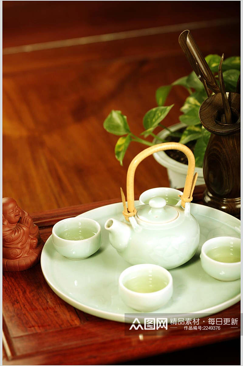 翡翠高档茶具摄影图片素材