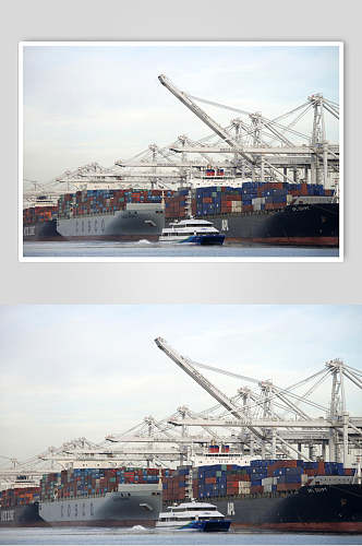 创意货轮船舶集装箱码头港口图片