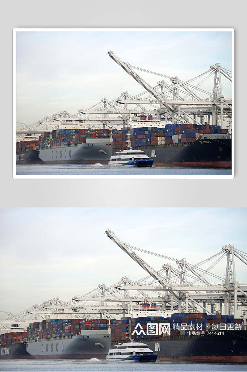 创意货轮船舶集装箱码头港口图片素材