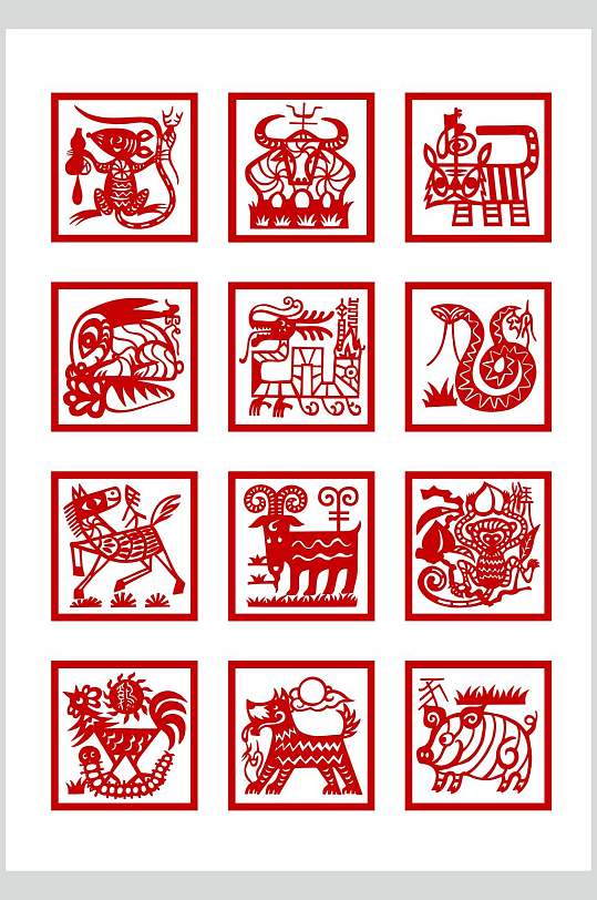 十二生肖矢量图片-十二生肖矢量素材下载-众图网