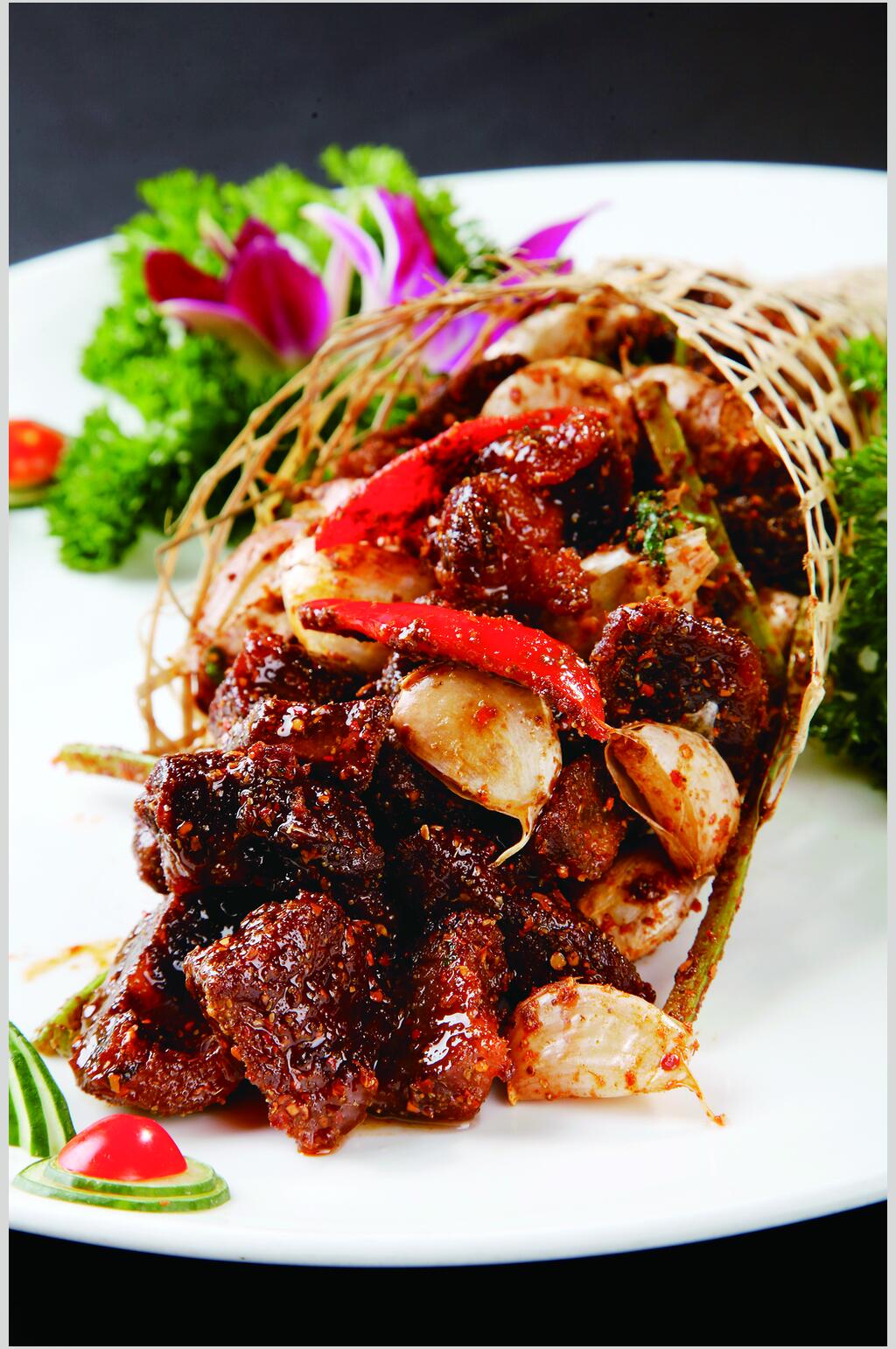 竹内大蒜烤驴肉食物摄影图片素材