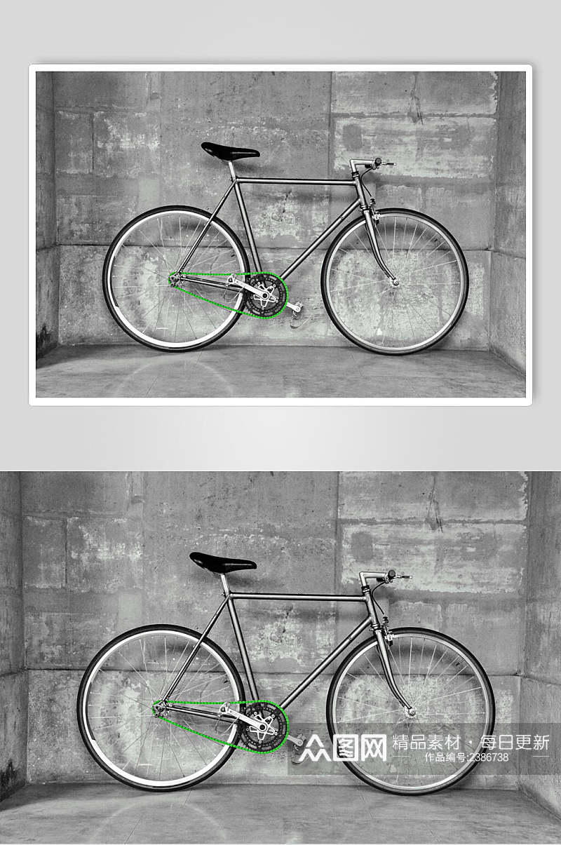 灰色老旧自行车高清图片素材