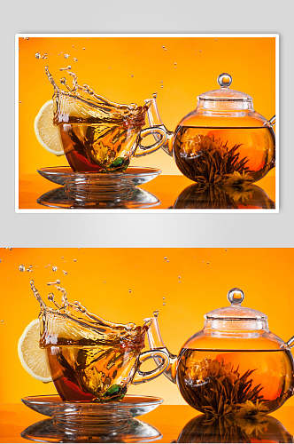 美味花茶茶具泡茶摄影图片