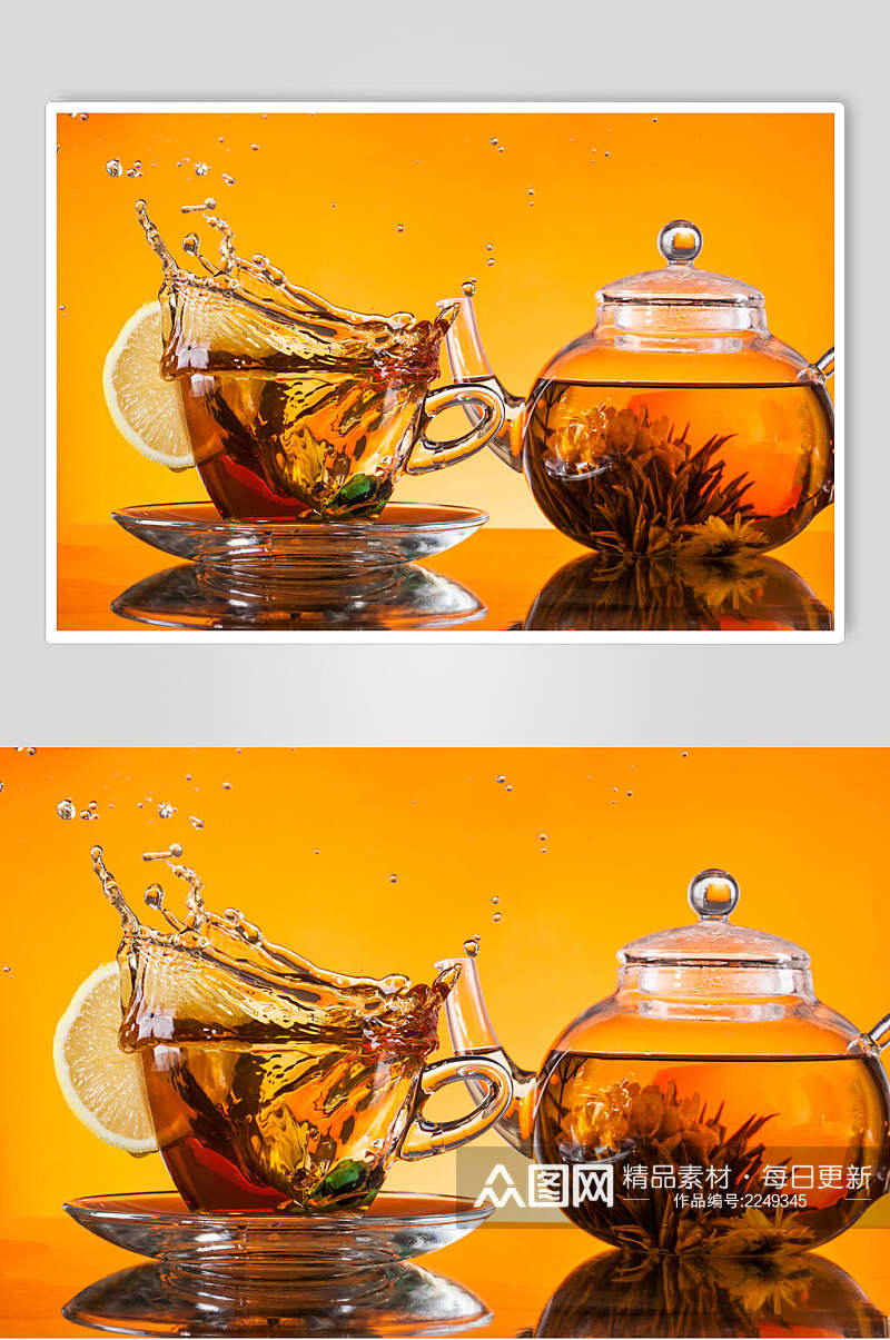 美味花茶茶具泡茶摄影图片素材