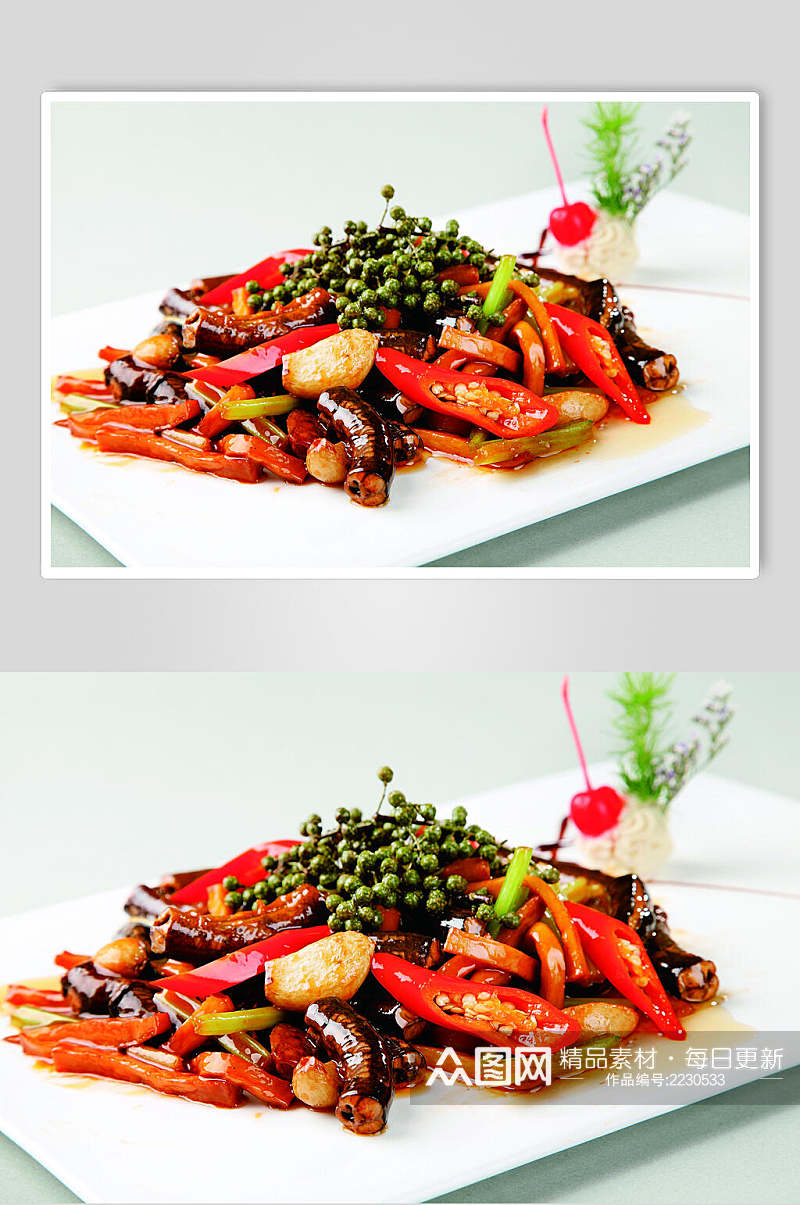 鲜花椒焖鳝段食物高清图片素材