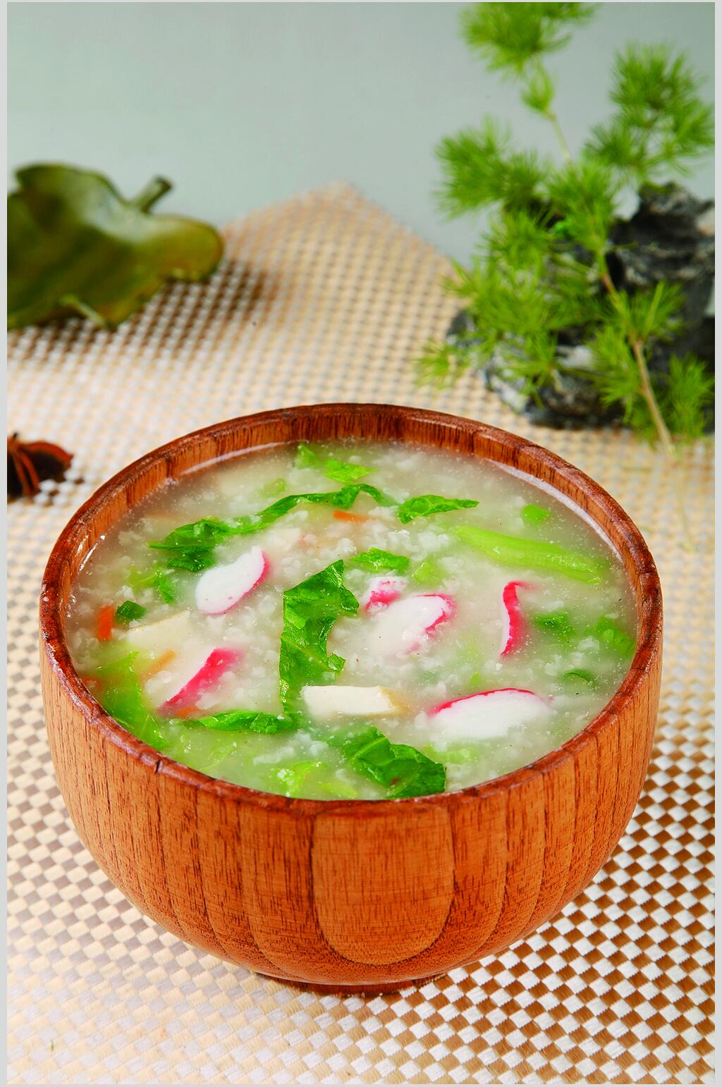 蟹柳豆腐粥食物摄影图片素材