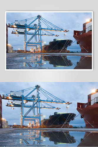 时尚高端货轮船舶集装箱码头港口图片