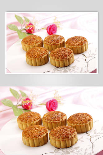 鲜花饼月饼食品摄影图片