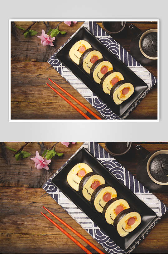 咸蛋黄寿司高清图片